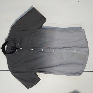 RVCA Mens Gray Ombre Button Down Pocket Short Sleeve Shirt preppy Sz.M